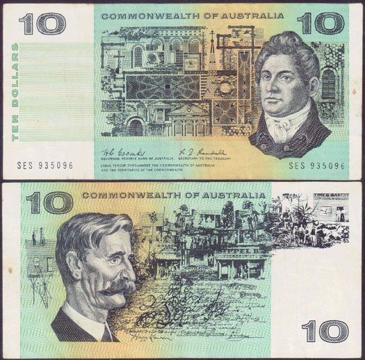 1967 Australia $10 Coombs / Randall (aVF) L001583
